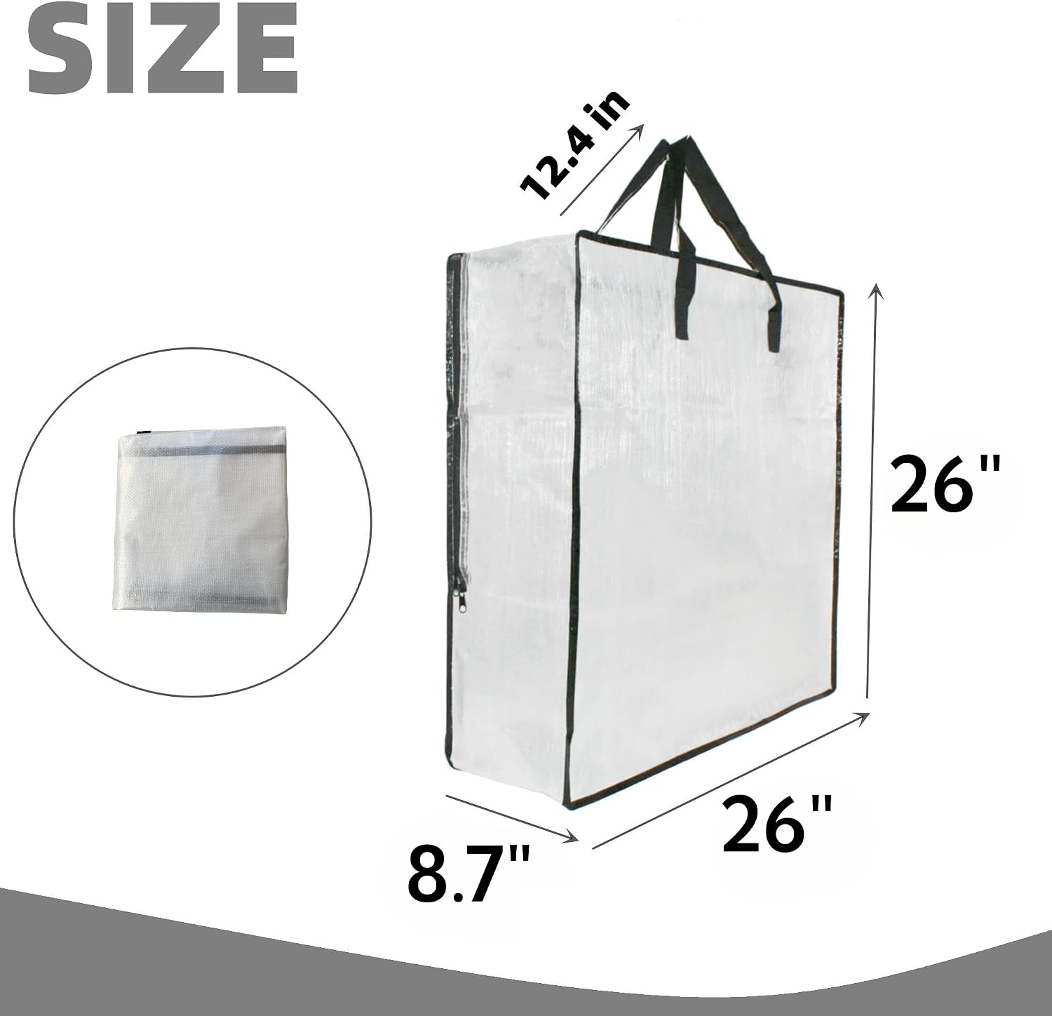 3 Pack Clear Bags with Zipper and Handles. Halloween Christmas Wreath Storage. Gift Bag Organizer. Moving Boxes Alternative. Under the Bed Storage - Image 2