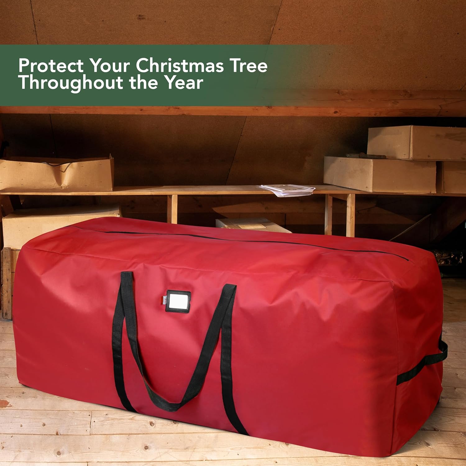 Holiday Cheer Heavy Duty Artificial Christmas Tree Storage Bag Fits Up to 9ft Tall. Waterproof with Durable Handles & Zipper Xmas Tree Storage Bag (RED) - Image 6